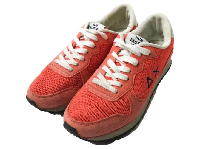Autre Marque SUN68 Wildleder Nylon Mesh Sneakers Orange