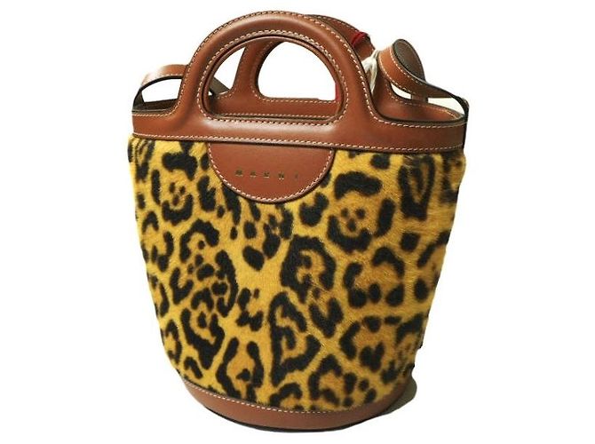 Bolsa bucket de pele de carneiro e couro de bezerro Tropicalia da Marni Multicor