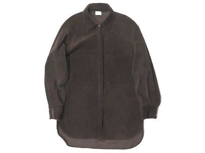 Autre Marque Camicia oversize in velluto a coste marrone a maniche lunghe
