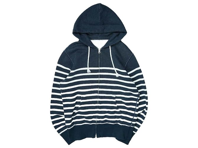 Autre Marque Loopwheeler Kapuzenpullover mit Reißverschluss in Marineblau