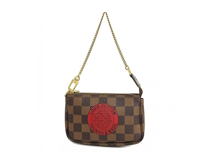 Mini Pochette Acessórios Louis Vuitton Marrom Lona  ref.1938775
