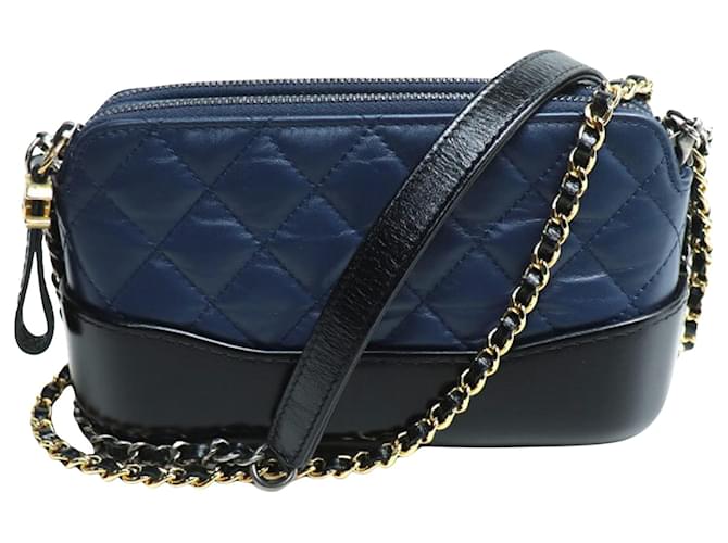 Chanel Wallet On Chain Navy blue Leather  ref.1938924
