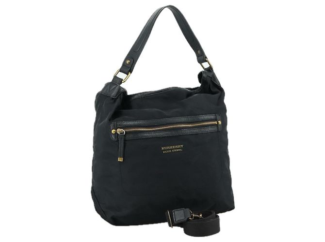 Borsa a spalla Burberry Blue Label in nylon e pelle 2 in 1 nera Auth ti2574 Nero