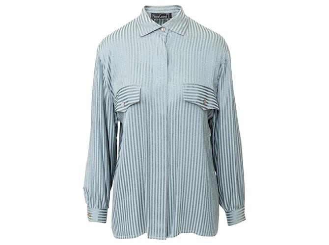 Autre Marque Nora Grandi Stripe Shirt Grey Silk  ref.1939307