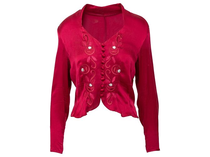 Autre Marque Top in seta vintage Rosso