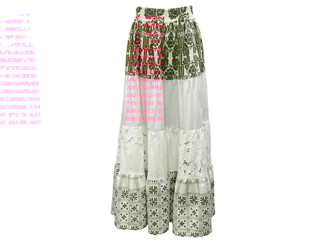 Autre Marque Rianna + Nina White / Red Multi Cotton Maxi Skirt Multiple colors  ref.1939318