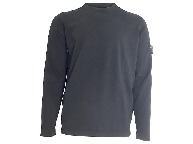 Stone Island Compass-Appliqué Jumper in Navy Blue Cotton