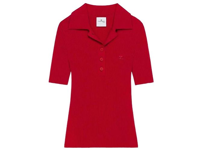 Courreges Courrèges Strick Polo Shirt Rot