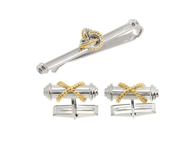 Conjunto de gemelos de plata y oro amarillo Tiffany & Co.