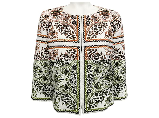 Autre Marque Max Mara Studio Brown / White Cropped Jacket Cotton  ref.1941275