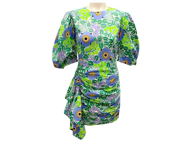 Autre Marque Rhode Green / Blue Multi Wisteria Aura Blossom Pia Dress Multiple colors Cotton  ref.1941277