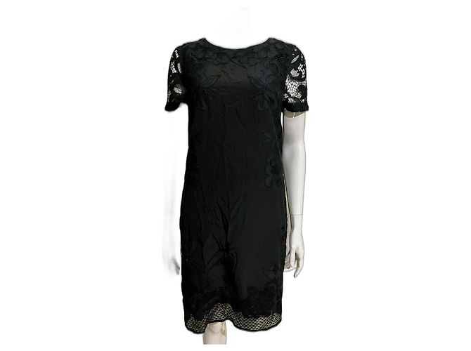Diane Von Furstenberg DvF Leighton Spitzen- und Seidenkleid in Schwarz