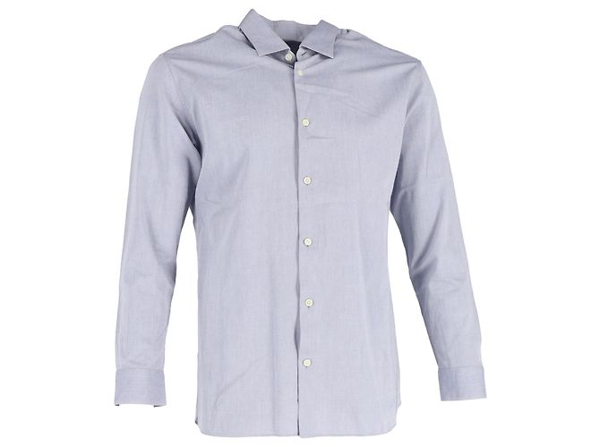 Camicia a maniche lunghe con bottoni Ermenegildo Zegna in cotone blu Blu chiaro