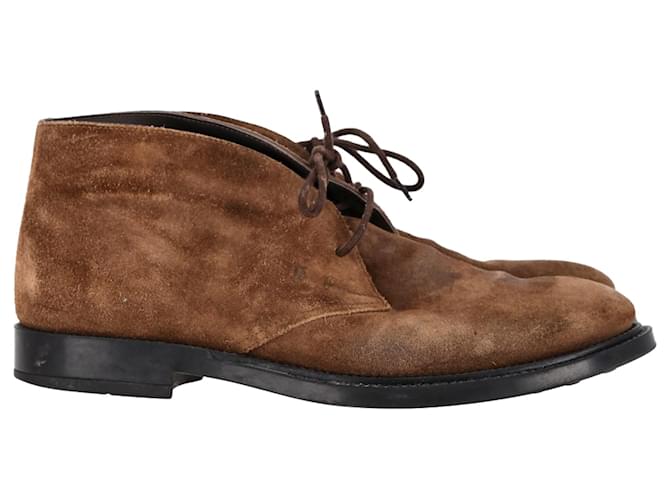  Tod's Polacco Gomma Chukka Ankle Boots in Brown Suede  ref.1941452