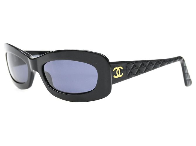 Óculos de sol acolchoados Chanel Black Gold CC Logo 5006 Preto Dourado