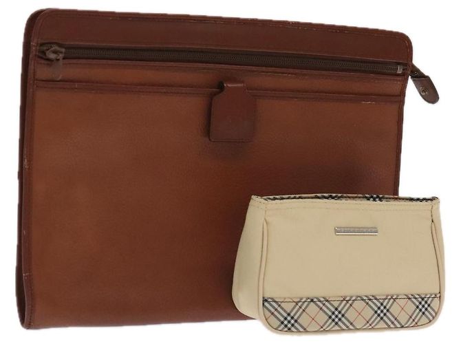 Sac à main en cuir et toile Burberry Nova Check 2Set Beige Marron Auth ti2509