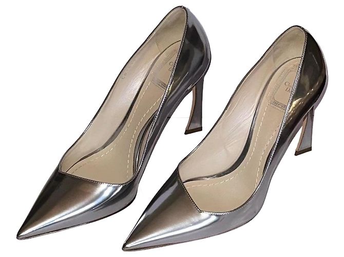 Christian Dior High Heels aus silbernem Leder