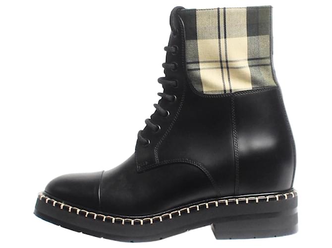 Autre Marque Black leather lace-up ankle boots - size EU 38  ref.1941925