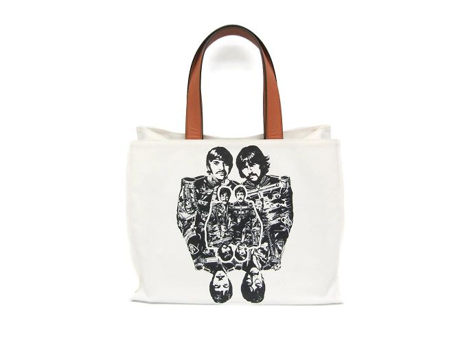 Stella Mc Cartney Tote grande della collaborazione Stella McCartney Beatles Marrone Bianco sporco