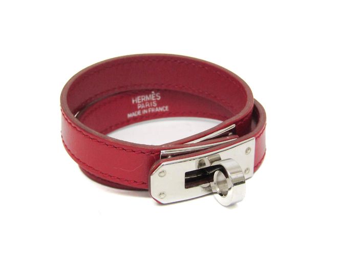 Hermès Pulseira DOUBLE TOUR Hermes Kelly Prata Vermelho 