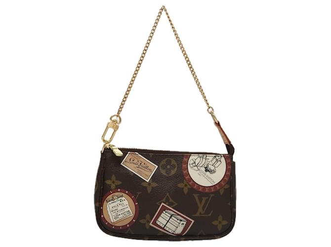Mini Pochette Acessórios Louis Vuitton Marrom Lona  ref.1942849