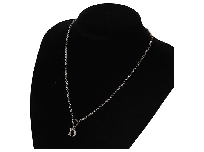 Christian Dior Halskette Metall Silber Auth am7443