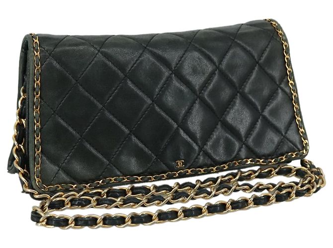 Borsa a spalla con catena CHANEL in pelle nera CC Auth 106420 Nero