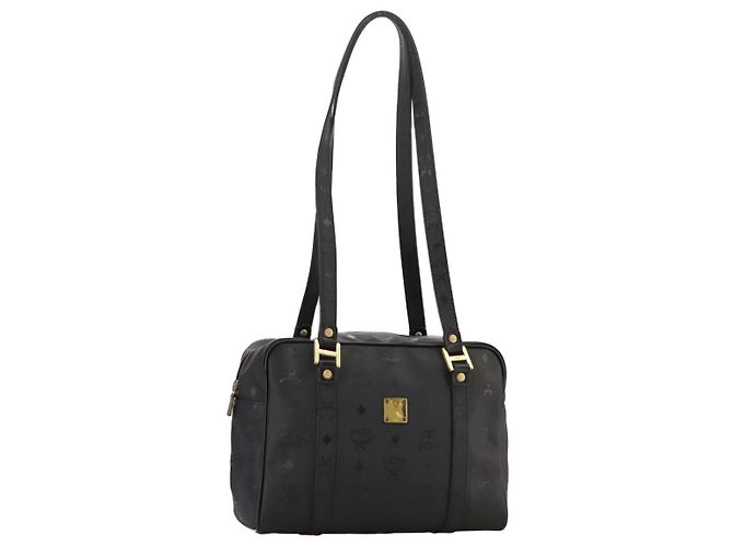 Borsa a spalla MCM Vicetos Logogram PVC Nera Auth 104709 Nero