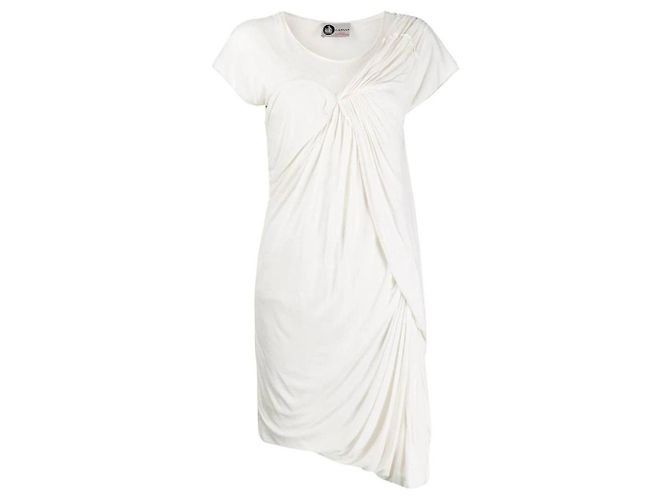 Vestido drapeado blanco Lanvin