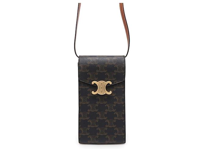 Céline Celine Shoulder Bag Triomphe Mobile Pouch Leather