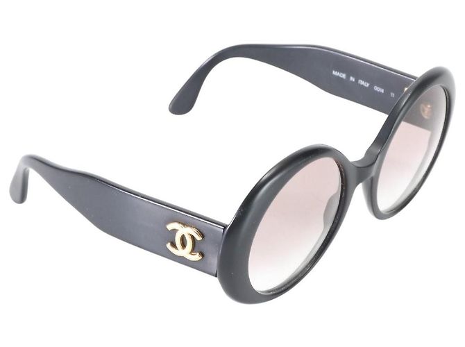 Gafas de sol Chanel Ovaladas Negras con logo CC dorado 0014 Negro