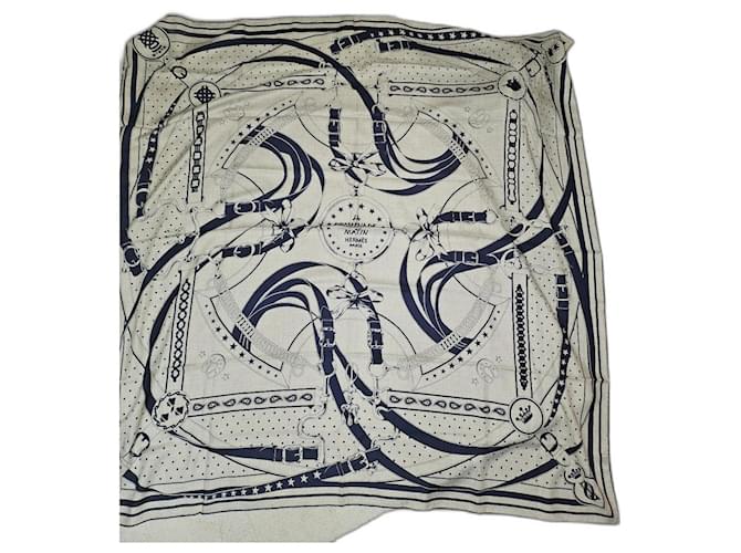 Hermès The morning walk. Blue Beige Cashmere  ref.1944627