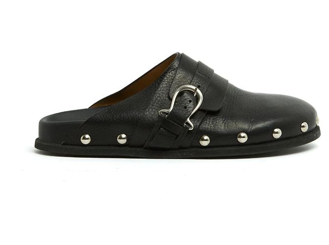 Sartore Mules EU38 Black Leather Studed Clogs Slippers Mules UK5 US7.5 Noir