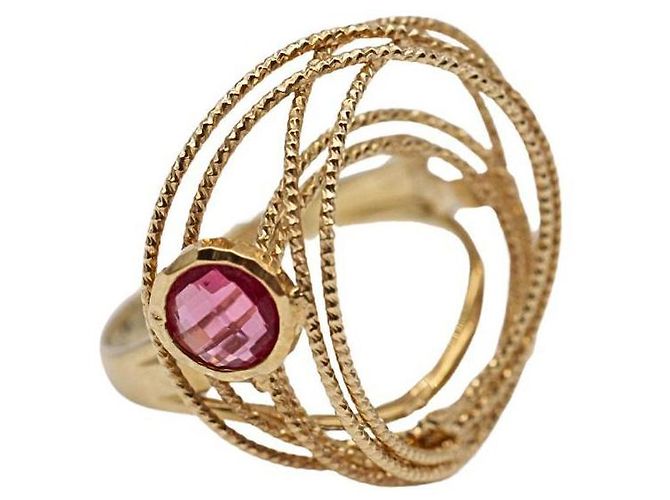 Autre Marque Anel HILOS de Ouro com Turmalina Rosa Dourado