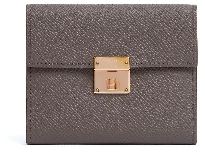 Carteira de Couro Etoupe Clic 10 da Hermès
