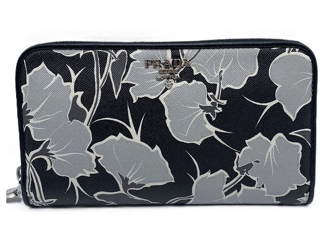 Portefeuille zippé Prada Saffiano Print 1ML506 Noir