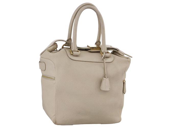 Céline Sac à main CELINE en cuir beige doré Auth bs21026