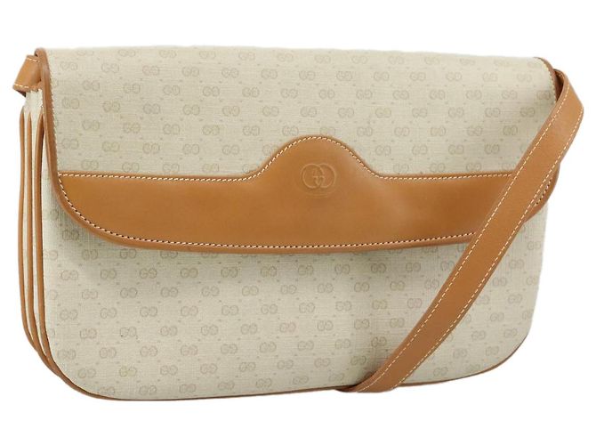 Gucci Bolsa de Ombro Micro GG Supreme em PVC Couro Branco Auth mr903