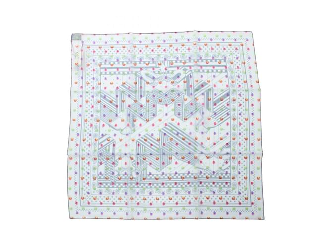 Hermès Hermes Carré 60 SANGLES EN ZIGZAG Scarf Blue Multiple colors Silk  ref.1945983