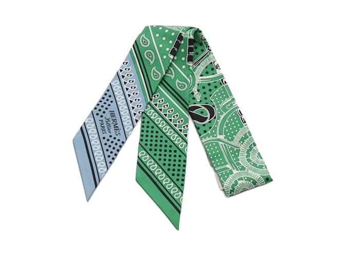 Hermès Hermes Twilly Eperon d'Or Scarf Multiple colors Green Silk  ref.1946016