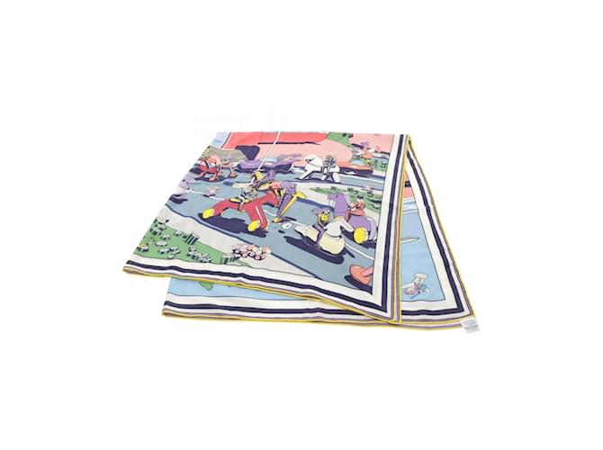 Écharpe Hermès Carré Gean 140 LOCOMOTION Soie Cachemire Multicolore  ref.1946045