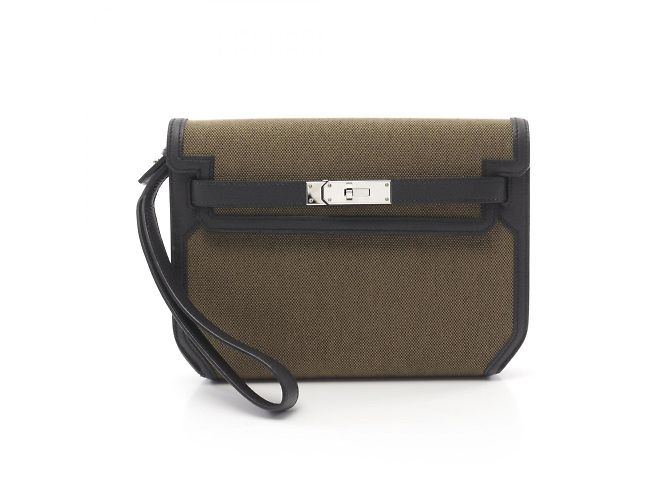 Hermès Sac à main Hermes Kelly Depeche 25 Noir Kaki