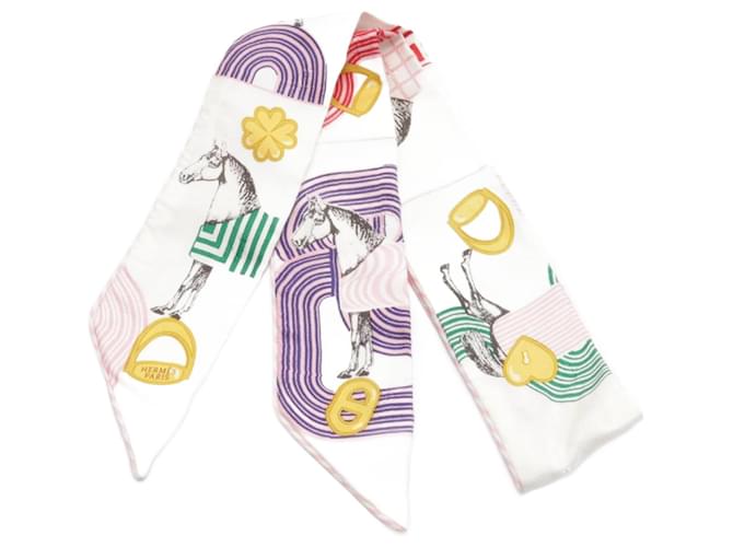 Hermès Foulard en soie Hermes Twilly Garde Robe Pop Blanc Multicolore  ref.1946064