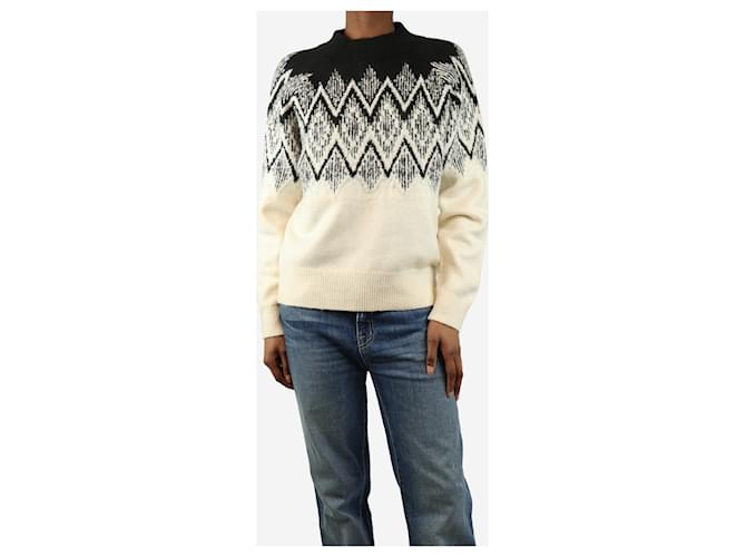 Autre Marque Cream and black zig-zag jumper - size XS Acrylic  ref.1946224