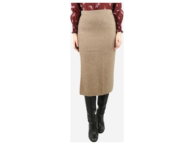 Autre Marque Beige ribbed knit midi skirt - size UK 10  ref.1946240