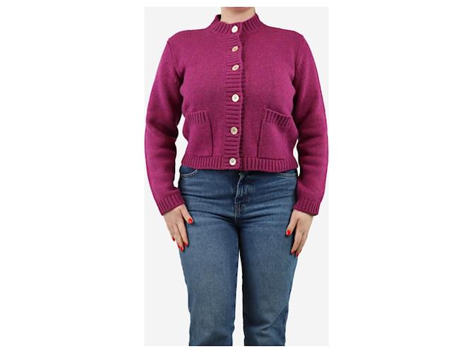 Autre Marque Rose cropped wool pocket cardigan - size L Purple  ref.1946250