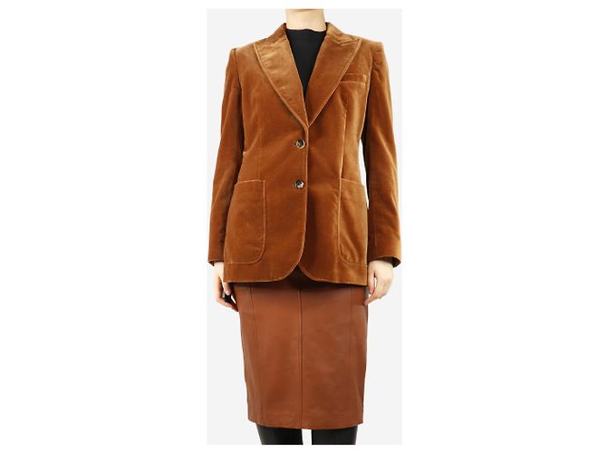 Bella Freud Tan velvet jacket - size UK 12 Brown