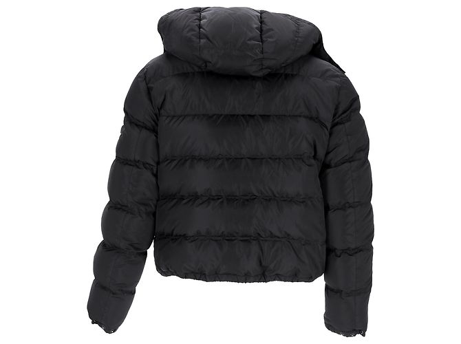Jaqueta acolchoada com capuz em down Prada Sport em nylon preto