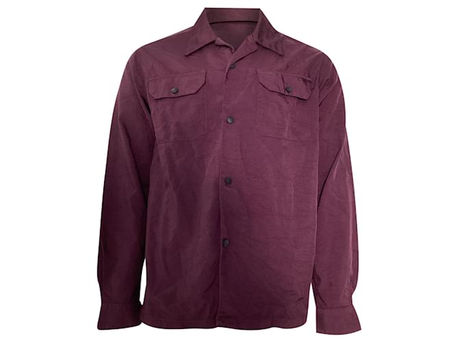 Acne Studios  Buttoned Long Sleeve Shirt in Burgundy Nylon Red Dark red  ref.1946969