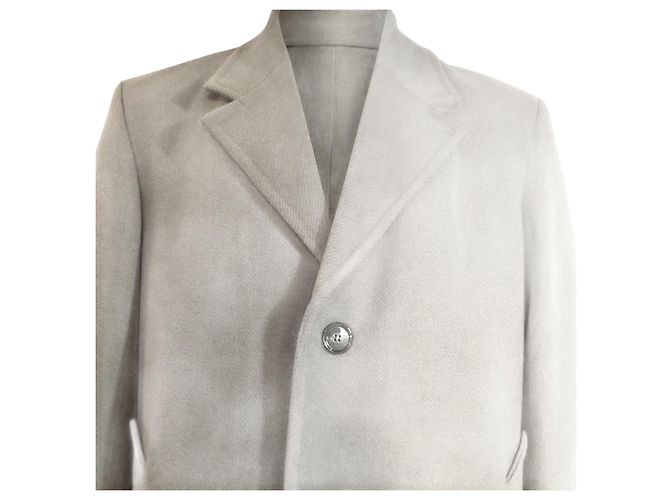 Ami Single-Breasted Coat in Grey Wool